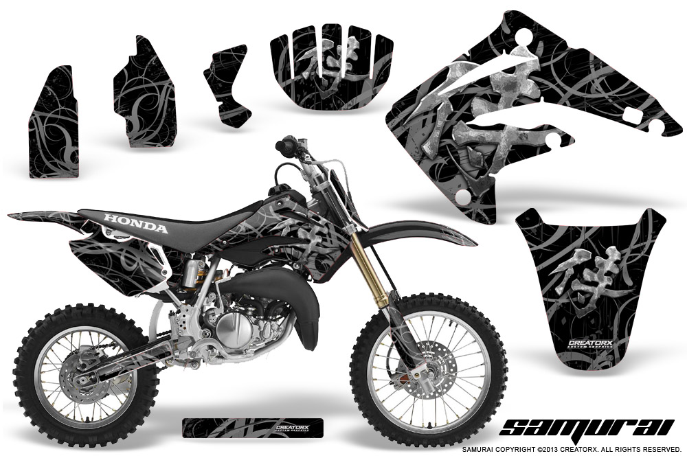 Honda CR85 03-07 Graphics Kit Samurai Silver Black NP